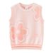 Floral Knit Vest For Girls – 100% Cotton Sleeveless Cardigan (80cm-140cm, A-Class Safety, Soft Layering Piece For Spring & Fall)_voghion.com