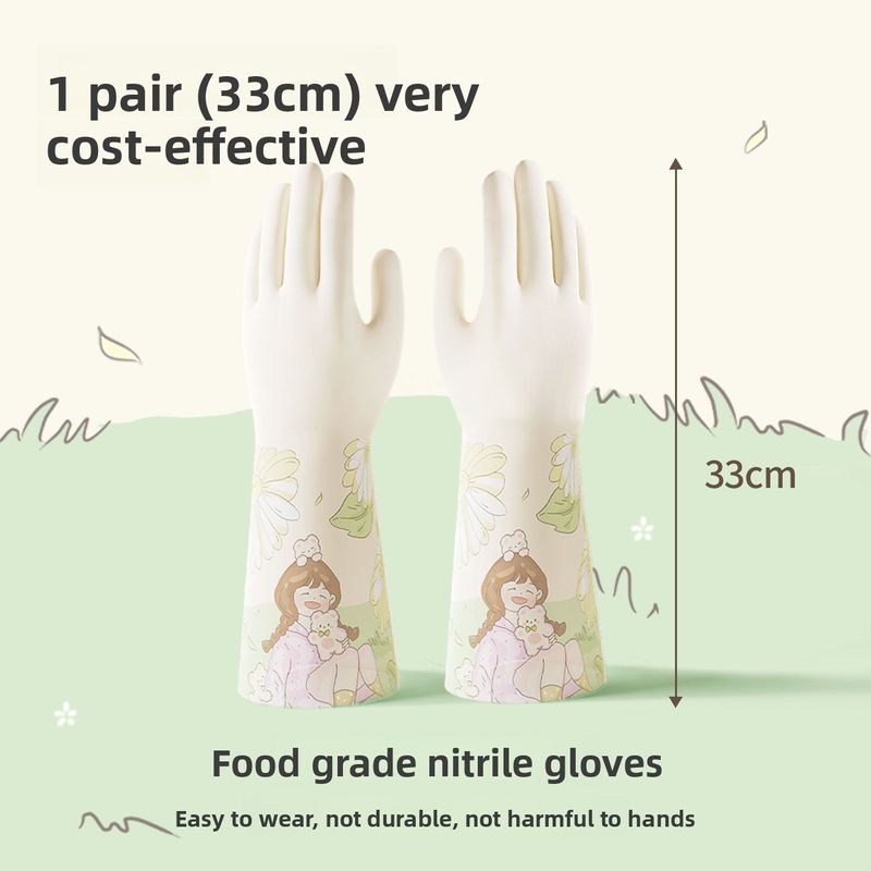 Gloves For Chores, Dishwashing, Kitchen, Durable, Household Cleaning, Thickened, Laundry, Nitrile Rubber, Waterproof,_voghion.com