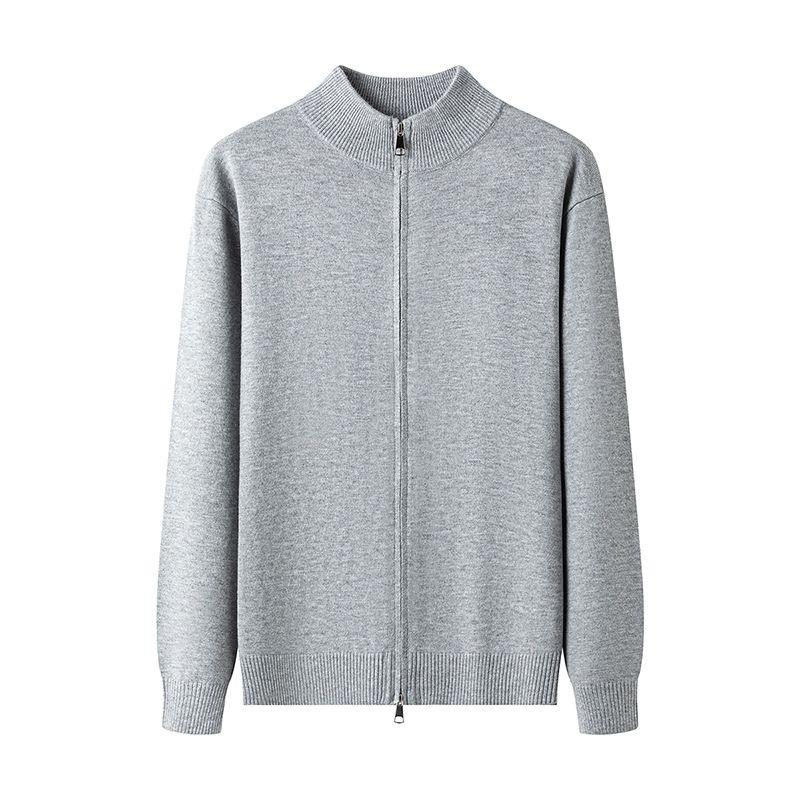 Maglione da uomo con collo alto e doppia cerniera – Pullover casual da lavoro versatile con orlo a coste (grigio antracite/nero/kaki, M-XXXL)_voghion.com