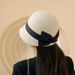 Vendita calda Hepburn style silk bow bacino per le donne autunno-inverno australiano lana feltro delicato ed elegante cappello da pescatore_voghion.com