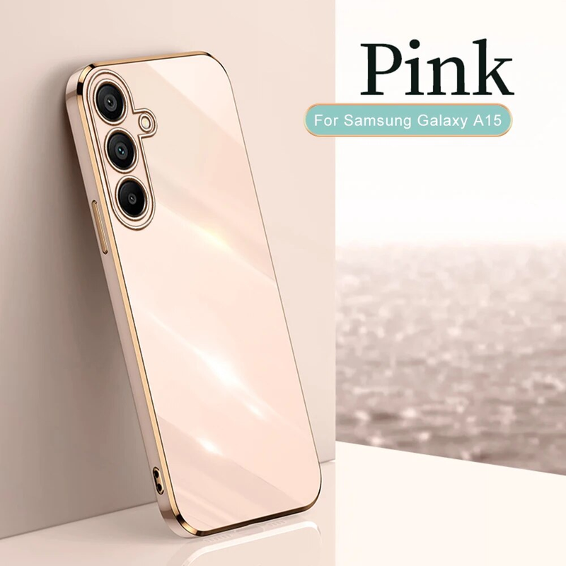 Samsung Galaxy A15 4G ümbrise ruudukujulise pinnakattega TPU pehme tagakaas Samsang A05s A05 A25 A35 A55 5G kaamera kaitse_voghion.com