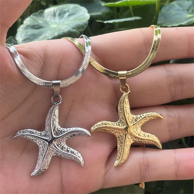Collana con ciondolo a forma di stella marina in acciaio inossidabile_voghion.com