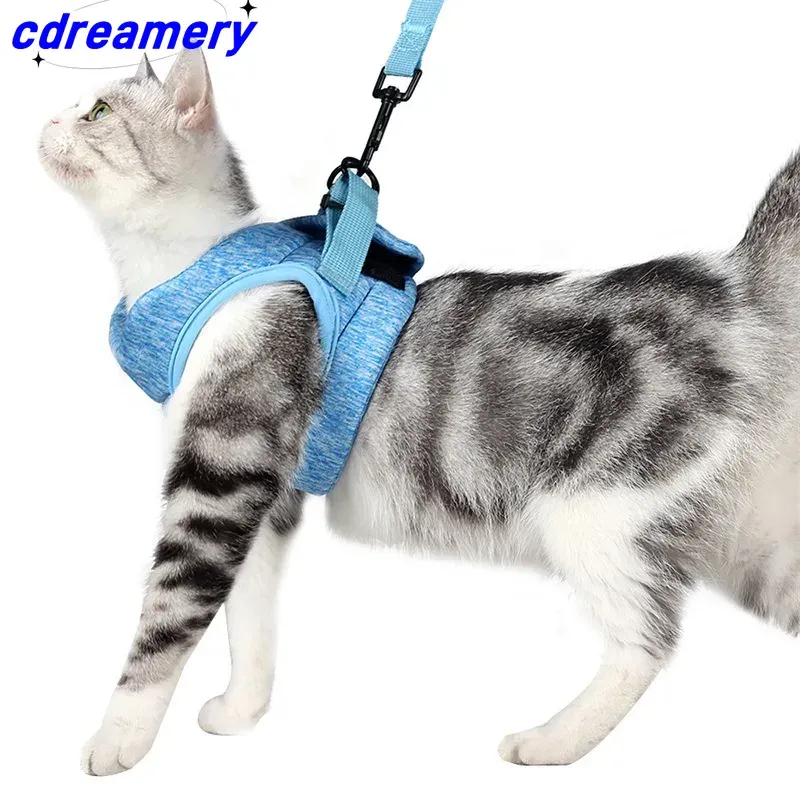 Cat Harnesses And Belts, Soft Vest Harnesses For Walking Escape Proof, Breathable Reflective Strip Jackets Forcat Accessories_voghion.com