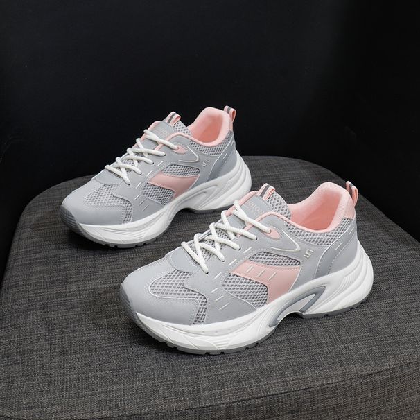 Ins Kore Versiyonu Mesh Dad Kadınlar İçin 2025 Bahar Yeni Nefes Alabilen Kız Öğrenci Spor Boyu Artan Rahat Ayakkabılar_voghion.com