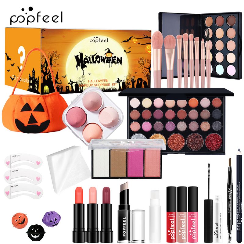 Make-up-Sets POPFEEL Halloween Make-up-Set Lipgloss Lidschatten Konturierung All-in-One-Set Bühnen-Make-up_voghion.com