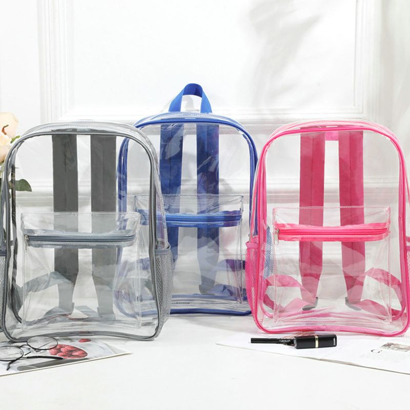 Lihao Donna Doppi spallacci Grande capacità Vedere attraverso Zaino da viaggio trasparente in PVC resistente all'usura_voghion.com