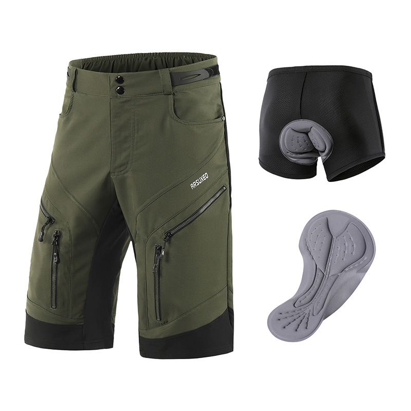 NOKO-ARSUXEO Outdoor Cycling Pants Bicycle Shorts Suit Detachable Waterproof Multi-zipper Pocket Breathable Perspiration Shorts Men_voghion.com
