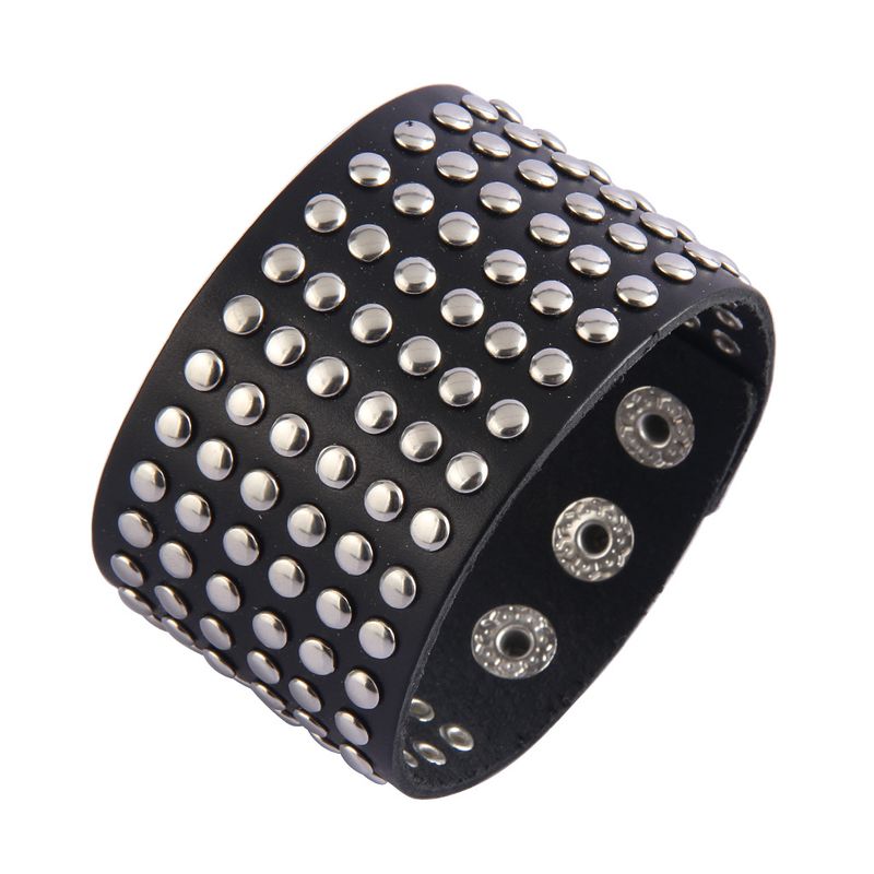Nuovo braccialetto in pelle per gioielli hip hop da uomo, braccialetto largo punk con rivetti in lega, accessori_voghion.com