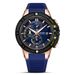 Orologio sportivo da uomo MEGIR con cronografo multifunzione, datario, lancette luminose, resistente all'acqua fino a 30 m, quadrante blu, cassa rosa e cinturino blu_voghion.com