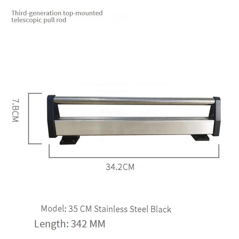 3. Nesil 35 cm Paslanmaz Çelik Üstten Monteli Çekmeli Pantolon Askısı - Geri Çekilebilir Gardırop Ray Sistemi_voghion.com