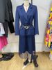 Elegant Blazer & Mesh Skirt Set With Belt – Women’s Office-to-Evening Outfit (S-XXL, Navy Blue)_voghion.com