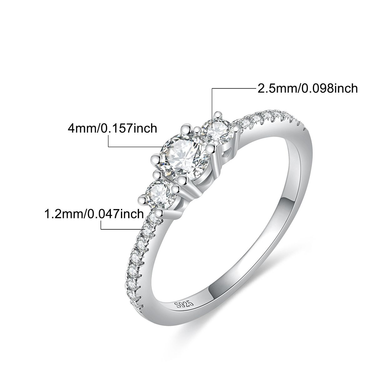 Damenschmuck S925 Sterling Silber Zirkon Ring Eleganter Minimalistischer Stapelbarer Ring Für Den Alltag Oder Besondere Anlässe Persönlichkeitsschmuck_voghion.com