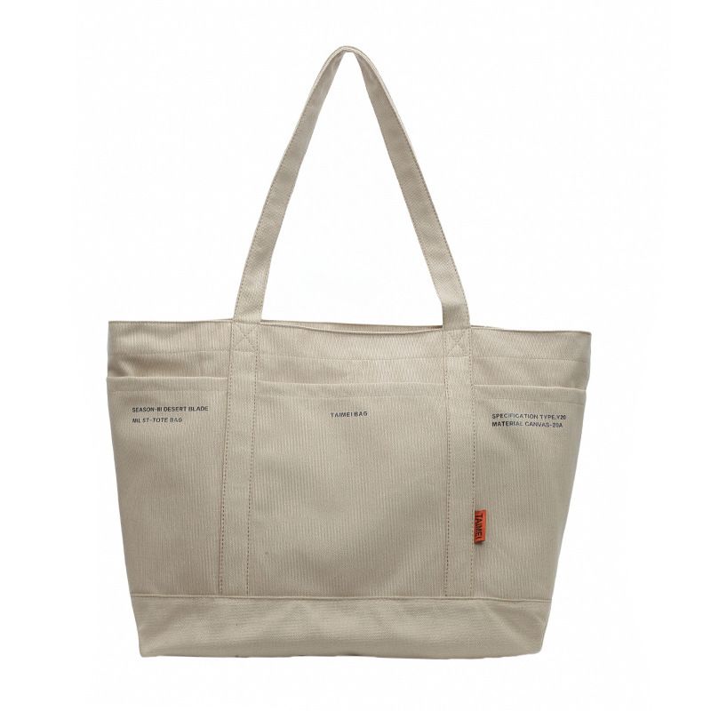 Female Slouchy Large Capacity Canvas Bag Tote Commuter Bag Premium Sense Shoulder Rest_voghion.com