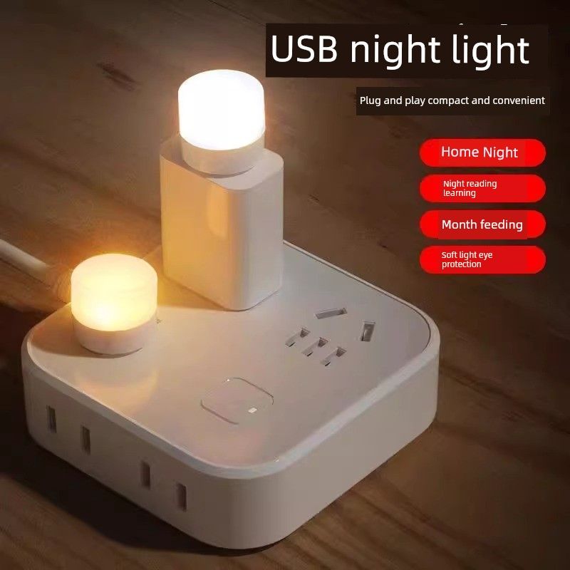 USB Night Bedroom Sleep LED Energy-Saving Table Lamp Eye Protection Home Bed Head Charging Nursing White Warm Light_voghion.com
