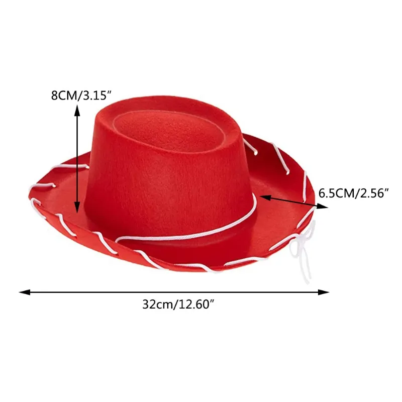 Fashion Childrens Brown Red Cowboy Western Big Eaves Novelty Christmas Felt Cowgirl Hat Costume for Kids Boys Girls_voghion.com