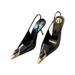 Jewel Square Toe Stiletto Patent Leather High Heels Women's Retro Belt Buckle All-match Shallow Top Single-layer Shoes_voghion.com