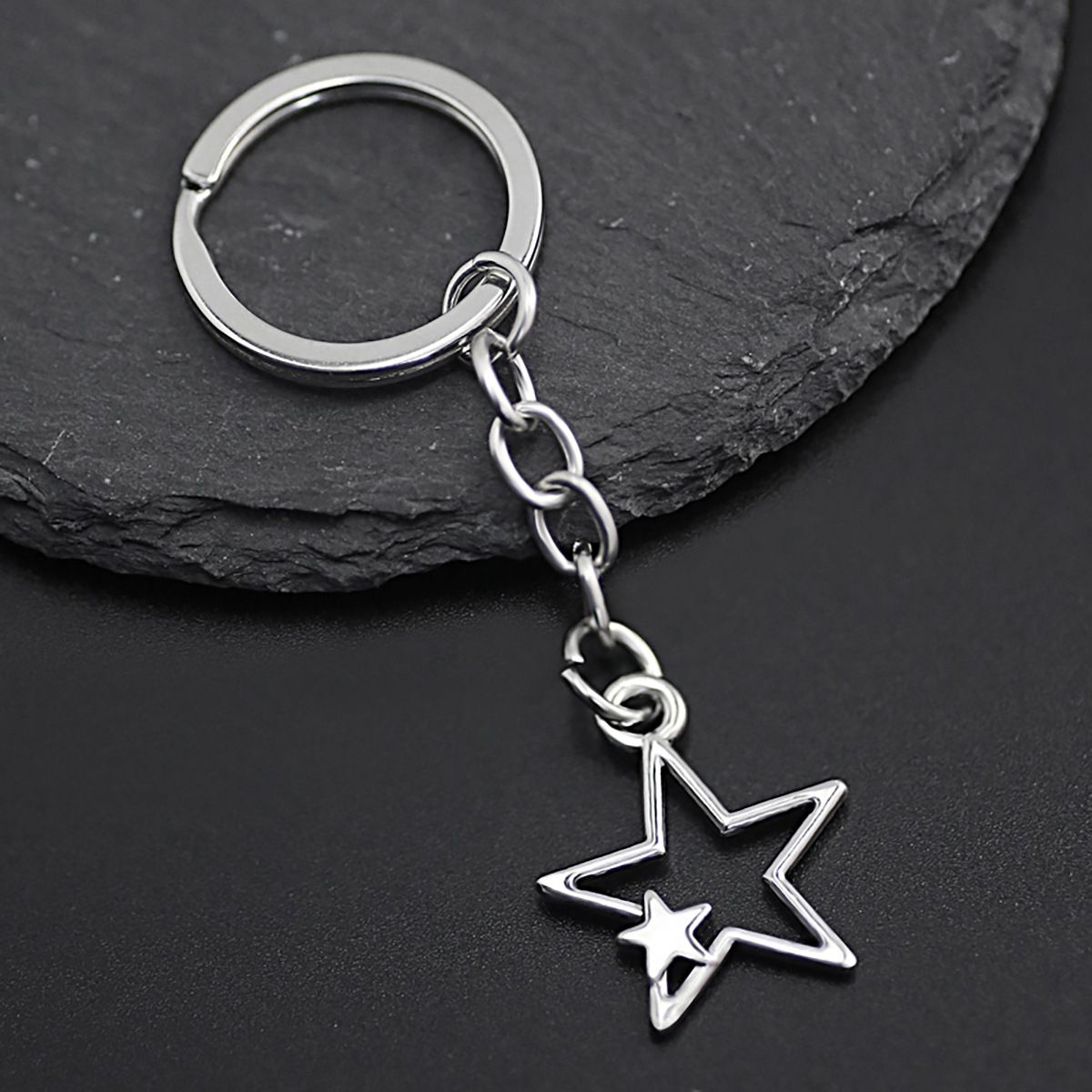 Cross-border hot salg enkel mote pentagram hjerte anheng nøkkelring_voghion.com