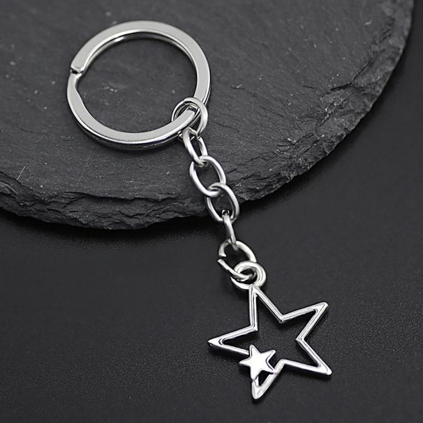 Cross-border hot salg enkel mote pentagram hjerte anheng nøkkelring_voghion.com