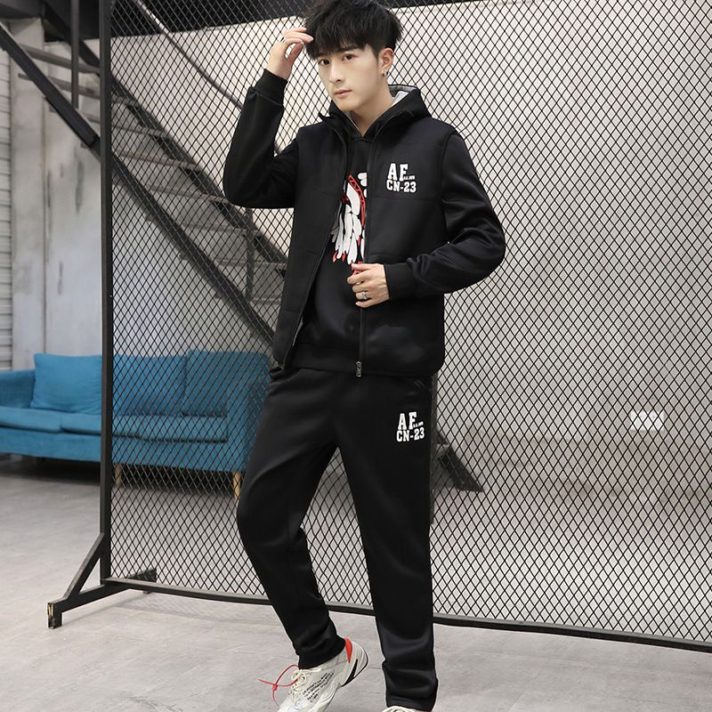 Felpa con cappuccio in pile, gilet, set da tre pezzi, spesso, casual, caldo, comodo e alla moda, per autunno e inverno_voghion.com