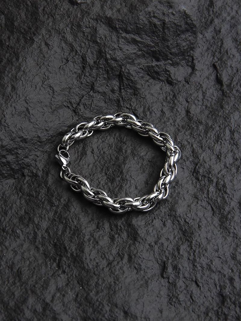 Bracciale da uomo in acciaio al titanio americano, resistente allo sbiadimento, stile hip-hop, spesso, audace ed elegante_voghion.com