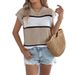 2025 Spring And Summer Contrast Color Striped Casual Loose Knitted Sweater Vacation Top Women's Clothing_voghion.com