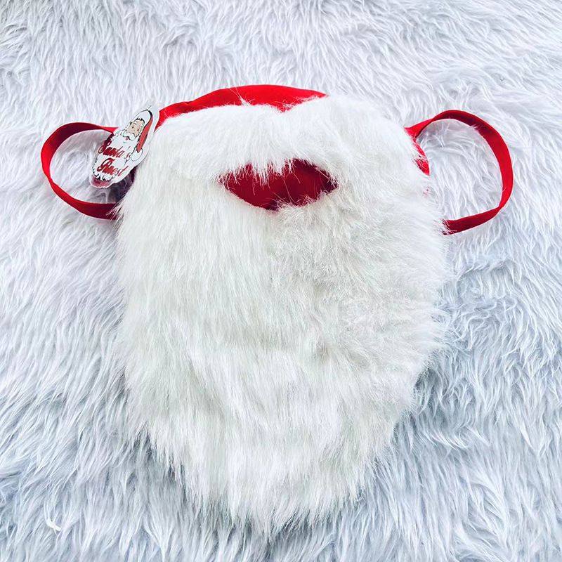 Christmas Christmas beard mask Festive fun white beard mask decorative dust cotton red mask_voghion.com