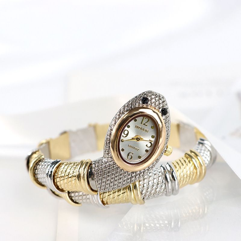 Nyt Dame Sølv Guld Armbånd Snake Ure Brand Luksus Mode Kvarts Diamant Kreativ Kvinde Armbåndsur Gaver Ur_voghion.com