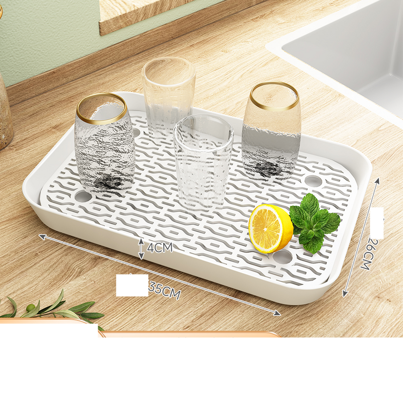 Kitchen Household Glass Tea Cup Water Cup Shelf Desktop Cup Storage Rack Double-layer Draining Tray Living Room _voghion.com