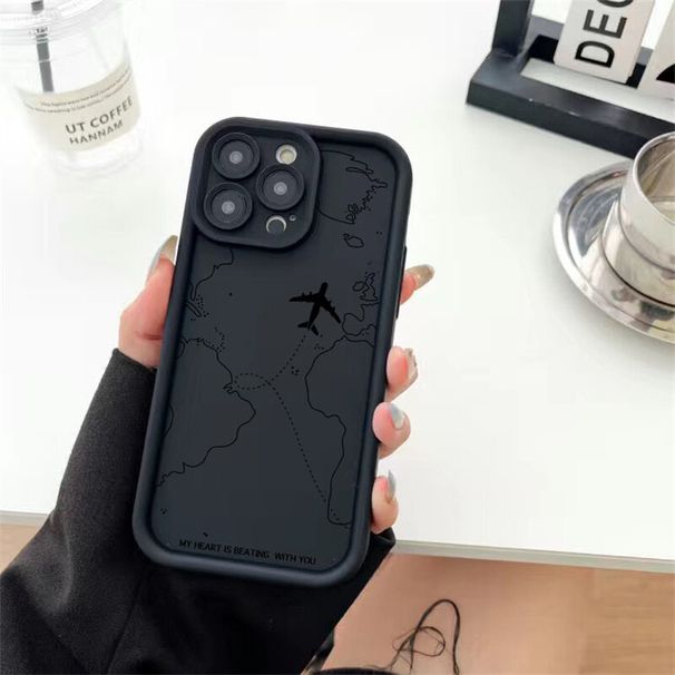 Flugzeugroute Telefonhülle für iPhone 16 15 14 13 12 11 Pro Max Plus XS MAX XR Gehäuse Weiche Silikon INS-Abdeckung_voghion.com