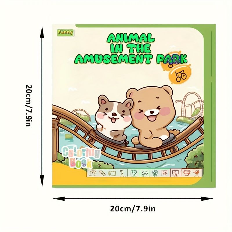 Animal In The Amusement Park Coloring Book Coloring Book For Adult Stress Reduction, Halloween, New Year, Birthday, Christmas, Back To School Gifts_voghion.com
