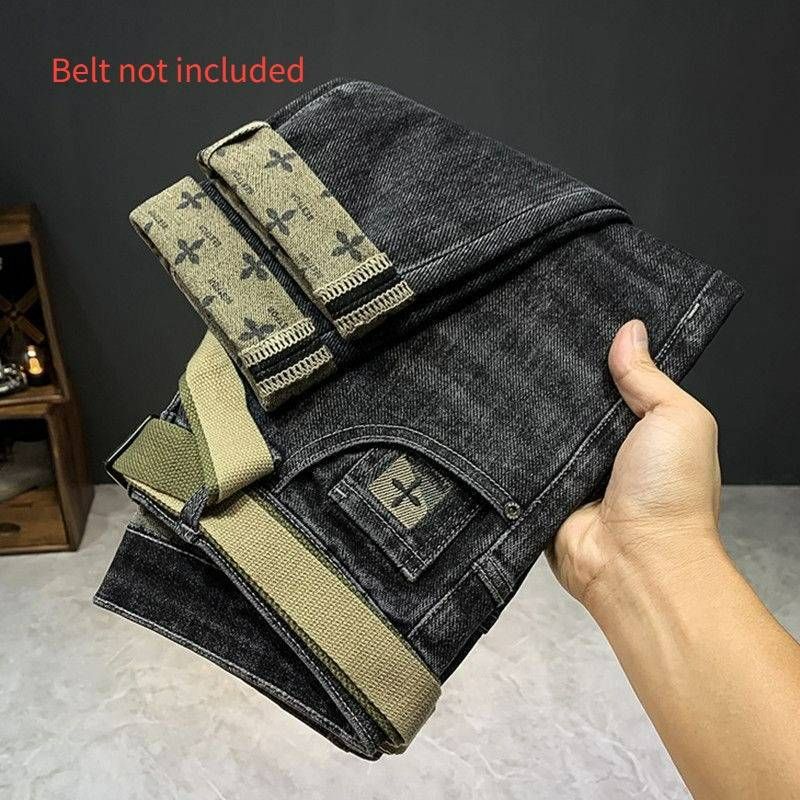 Abbigliamento uomo 2024 Primavera Nuovi jeans casual da uomo Pantaloni skinny slim fit elasticizzati harem lavati con ricamo stampato di alta qualità_voghion.com