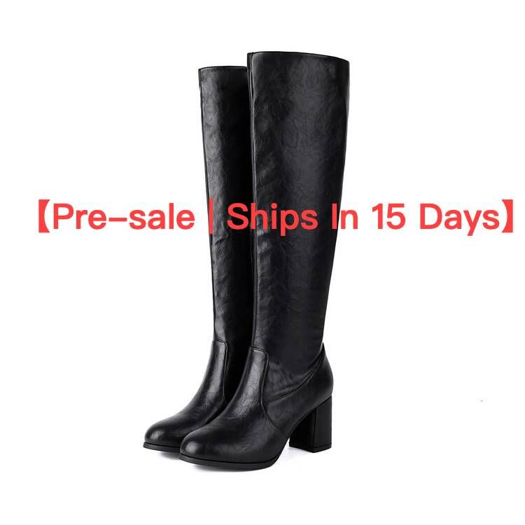 【Pre-sale | Ships In 15 Days】Fall Round Head Thick Heel High Heel Side Zipper Boots Woman_voghion.com