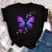 Colorful Butterfly Petal Print Women T-shirt Fashion Short Sleeve oNeck t shirt female Cute cartoon Tee Female Tops_voghion.com