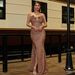 Women's Clothing Sleeveless Temperament Sexy Long Sequined One-word Neckline Backless Banquet Evening Dress Bridesmaid Dress_voghion.com