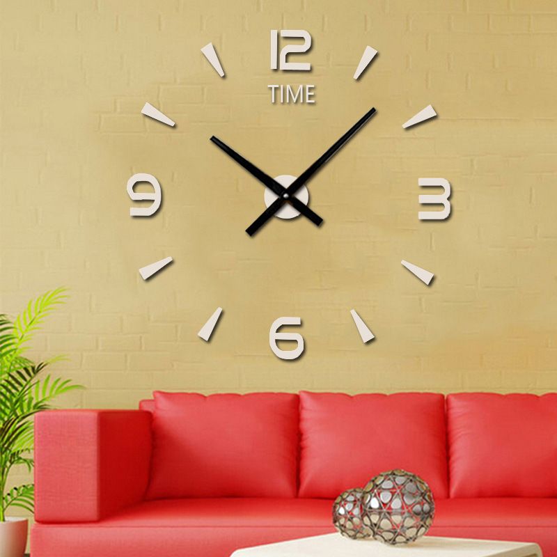 Three dimensional acrylic living room, TV background wall sticker, luminous clock, creative decorative clock_voghion.com