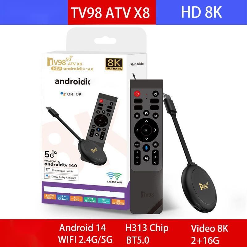 TV98 ATV X8 Android 14 8K Set-Top Allwinner H313 Dual-Band WIFI Voice TV Box TX3X96_voghion.com