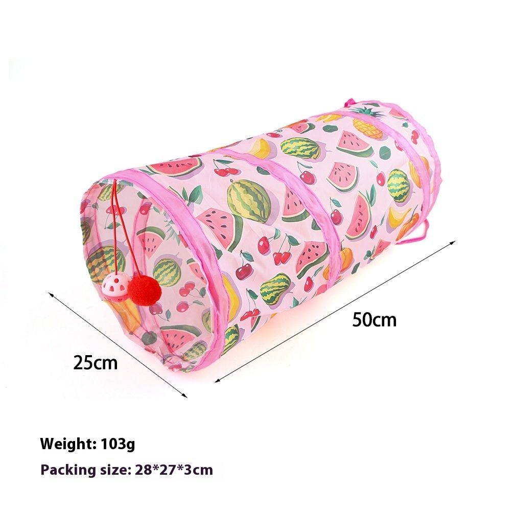 Πτυσσόμενο παιχνίδι παζλ για γάτες με τούνελ Totoro με καλοκαιρινά φρούτα και κανάλια_voghion.com