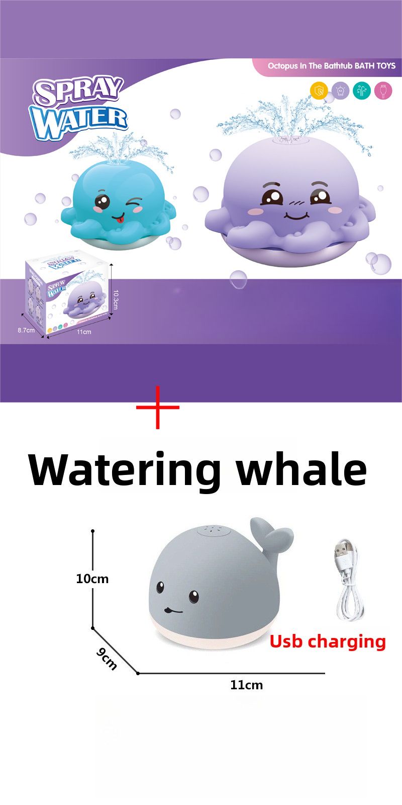 Bath Toys Baby Baby Children Water Whale Bath Play Water Frog Spray Shower Usb Charging_voghion.com
