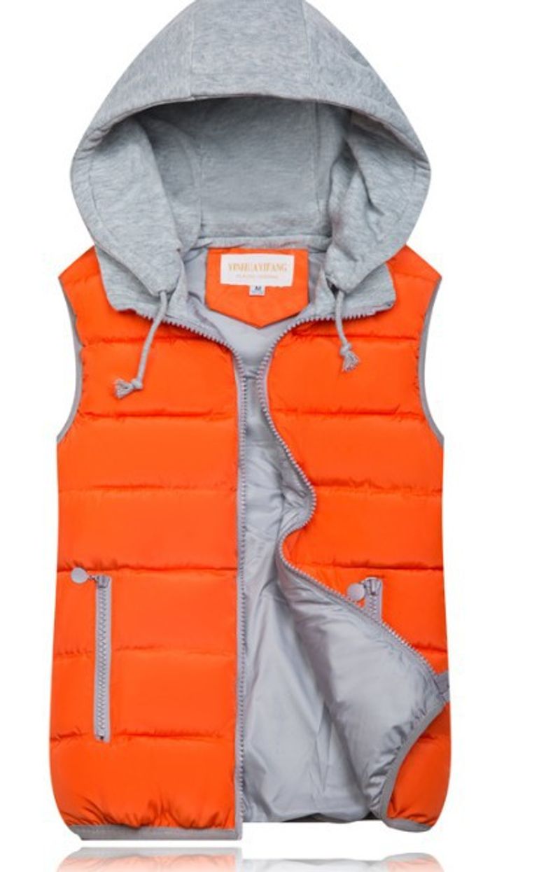 Vêtements pour femmes automne et hiver nouveau gilet en coton couleur bonbon coréen grande taille gilet en coton à capuche pour femmes_voghion.com