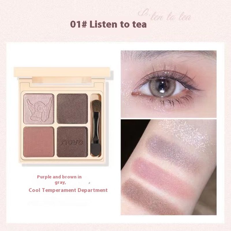 NOVO5786 Quad Disk Pearl Shiny Matte Anfänger Anfänger Tägliches leichtes Make-up Erdfarbener Lidschatten_voghion.com