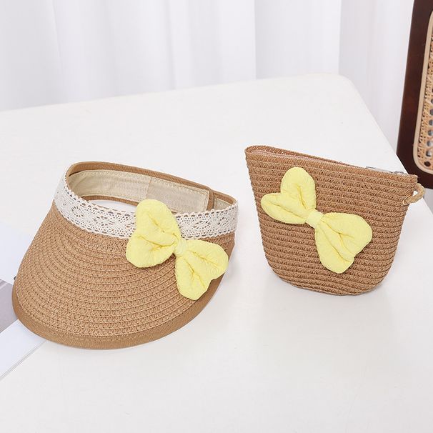 Cappello estivo in paglia per bambini, cappello da bambina con parte superiore vuota, protezione solare da spiaggia_voghion.com