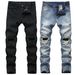 Herrenbekleidung Herren Reißverschluss Zerrissene Jeans Hose Reißverschluss Herren Denim Stretch Hose_voghion.com