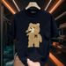 Damenbekleidung bedrucktes kurzärmliges T-Shirt mit Bären-Print, trendiges, schmales kurzärmliges T-Shirt-Oberteil_voghion.com