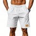 Suitable For All Seasons Men's Casual Solid Color Breathable Linen Five-Point Shorts With Label_voghion.com
