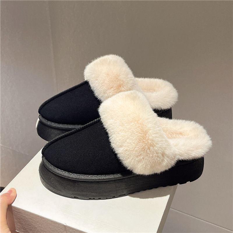 Women's Shoes Winter Snow Boots With Faux Fur Lining, Thick Sole, Round Toe, Slip-On Style For Warmth And Comfort (Available In Brown, Khaki, Black)_voghion.com