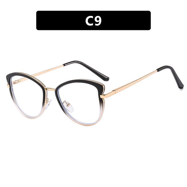 Triangle cat eye flat lens TR90 anti blue light new fashionable color matching with myopia eyeglass frame_voghion.com