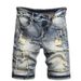 Herrenbekleidung Sommer-Jeansshorts für Herren, dünne Stretch-Jeans für Herren, mittlere Hose, zerrissene und zerkratzte Fünfviertelhose_voghion.com