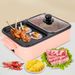 Electric Hot Pot With Grill, 2 In 1 Multifunction Nonstick Griddle And Hot Pot,Separate Dual Temperature Control - Pink_voghion.com