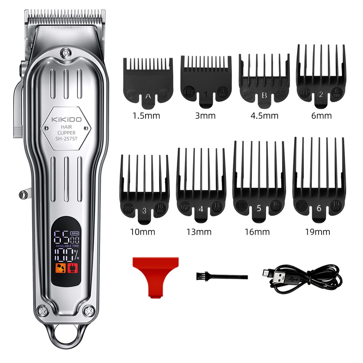 Profesyonel Saç Kesme ve Sakal Düzeltici - Şarj Edilebilir, Su Geçirmez, Düşük Gürültü (36-45 dB) Paslanmaz Çelik Bıçaklı, Erkekler ve Kadınlar İçin (Siyah/Gümüş)_voghion.com