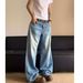 Style Distressed Washed Cat Whiskers Jeans Unisex Bodenlange Vibe High Street Lockere Gerade Hose mit weitem Bein_voghion.com